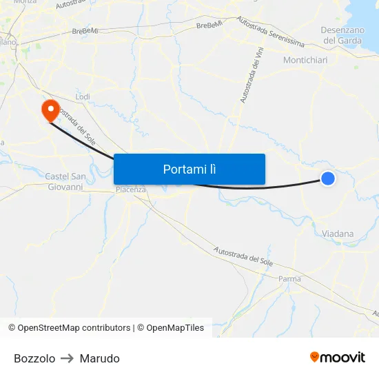 Bozzolo to Marudo map