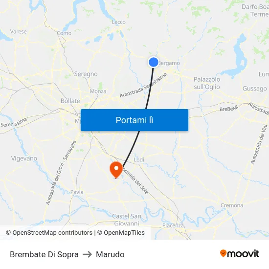 Brembate Di Sopra to Marudo map