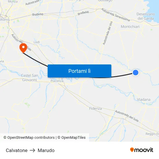 Calvatone to Marudo map