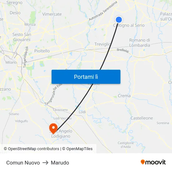 Comun Nuovo to Marudo map