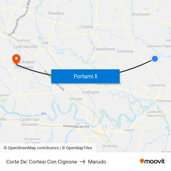 Corte De' Cortesi Con Cignone to Marudo map
