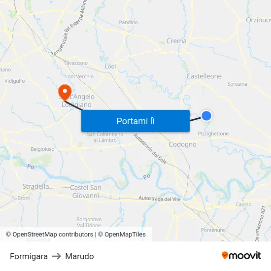Formigara to Marudo map