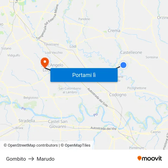 Gombito to Marudo map
