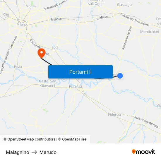 Malagnino to Marudo map