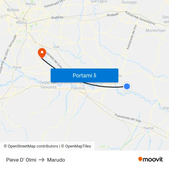 Pieve D' Olmi to Marudo map