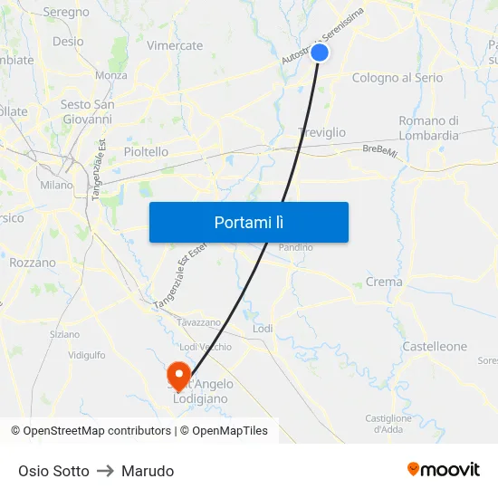 Osio Sotto to Marudo map