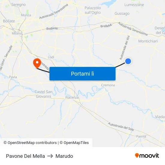 Pavone Del Mella to Marudo map