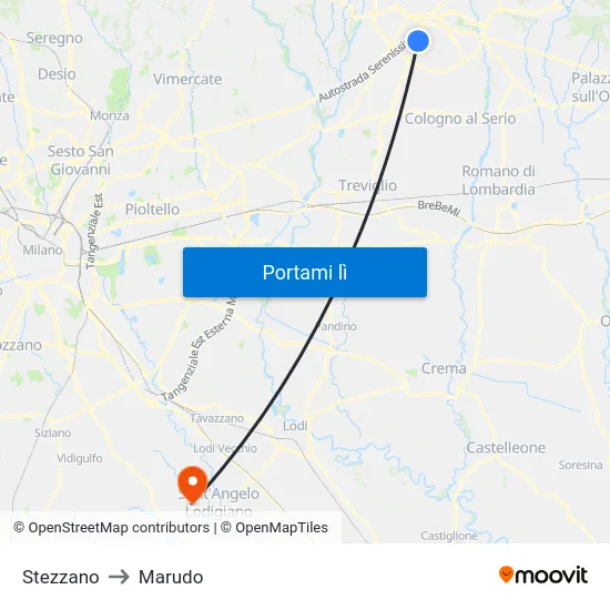 Stezzano to Marudo map