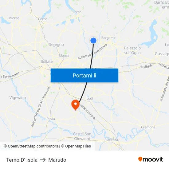 Terno D' Isola to Marudo map