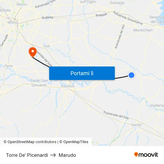 Torre De' Picenardi to Marudo map