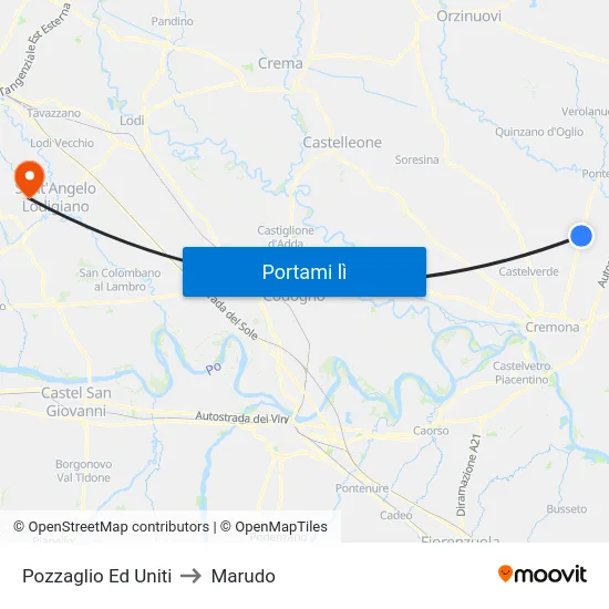 Pozzaglio Ed Uniti to Marudo map