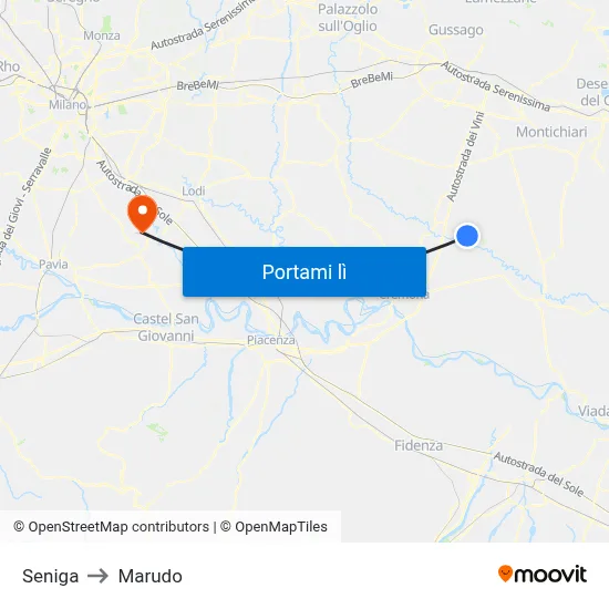 Seniga to Marudo map