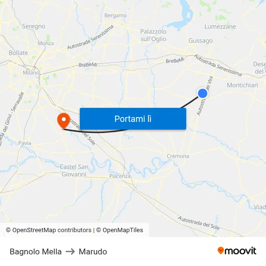 Bagnolo Mella to Marudo map