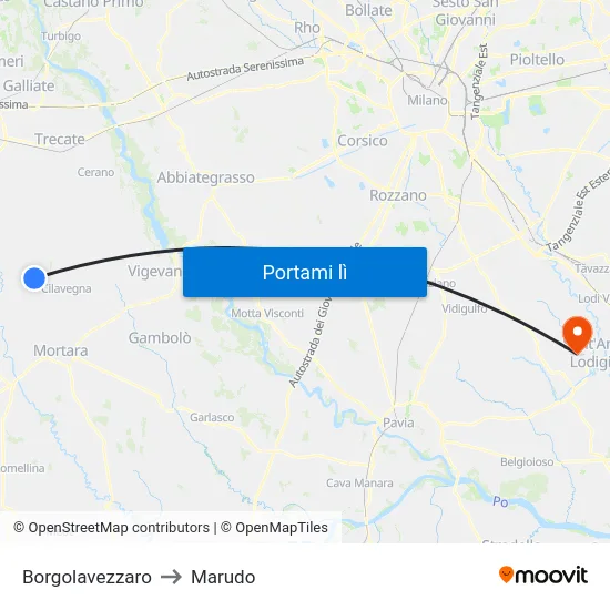Borgolavezzaro to Marudo map