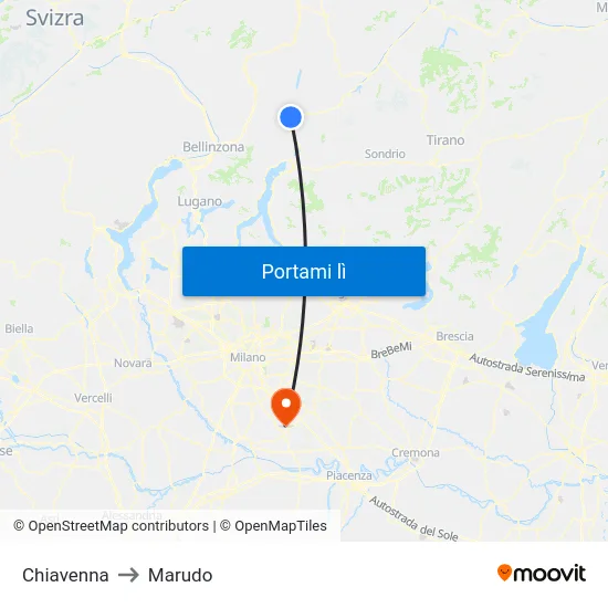Chiavenna to Marudo map