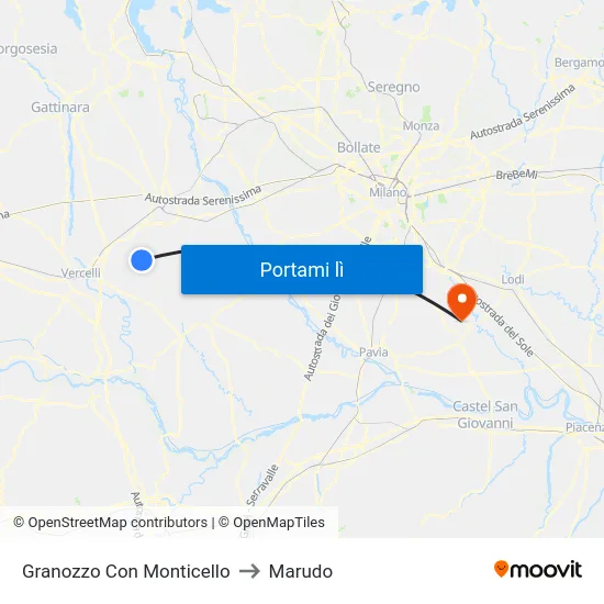 Granozzo Con Monticello to Marudo map