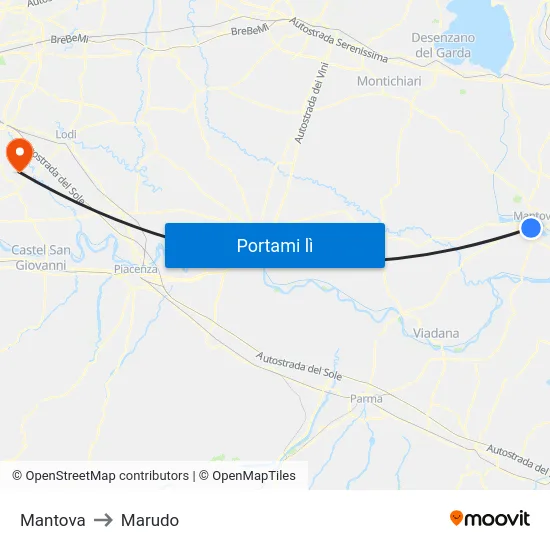 Mantova to Marudo map