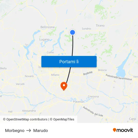 Morbegno to Marudo map