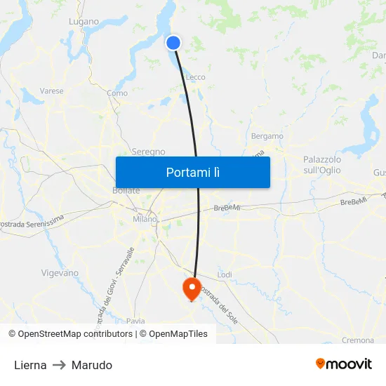 Lierna to Marudo map