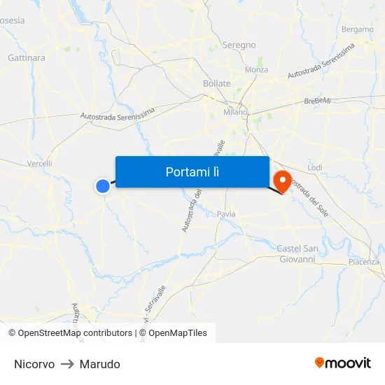 Nicorvo to Marudo map