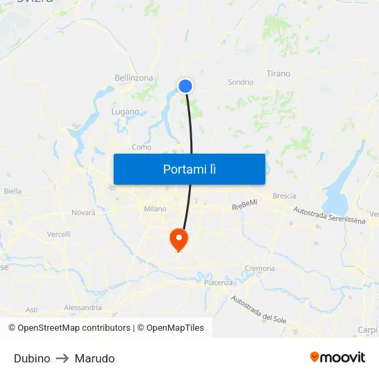 Dubino to Marudo map