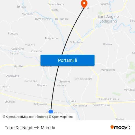 Torre De' Negri to Marudo map