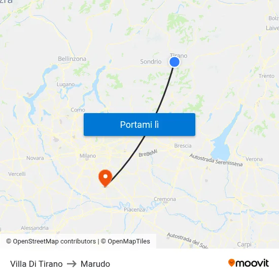 Villa Di Tirano to Marudo map