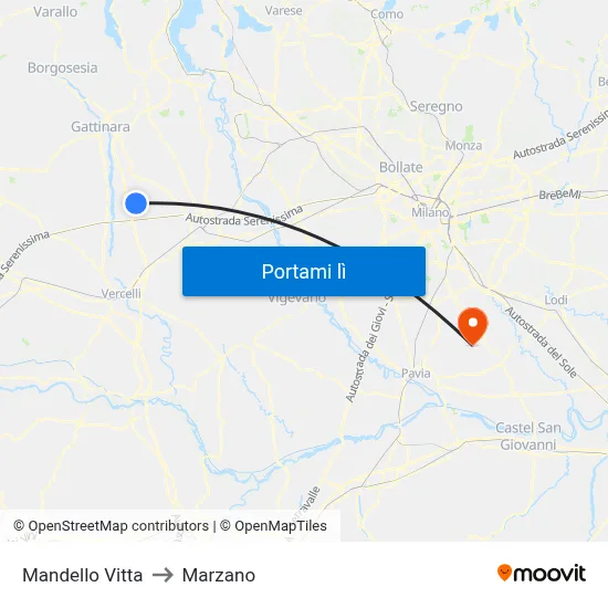Mandello Vitta to Marzano map