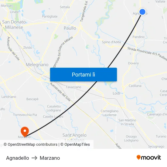 Agnadello to Marzano map
