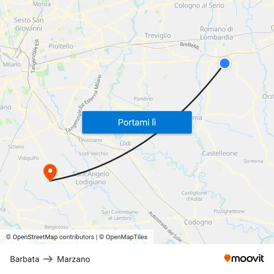 Barbata to Marzano map