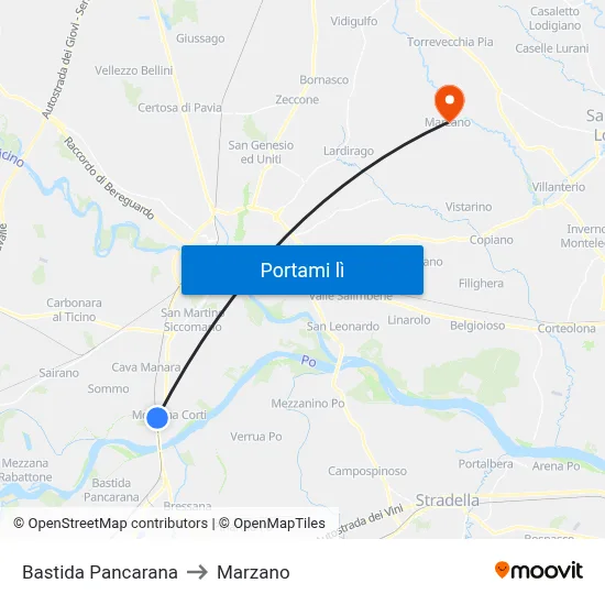 Bastida Pancarana to Marzano map