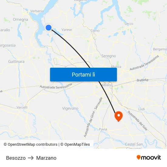 Besozzo to Marzano map