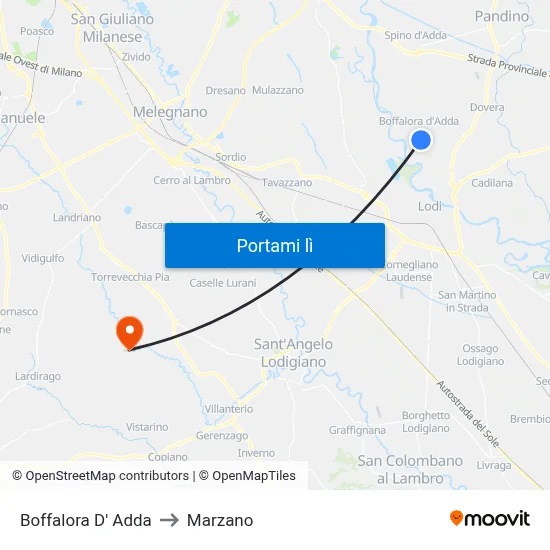 Boffalora D' Adda to Marzano map