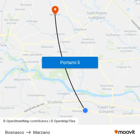 Bosnasco to Marzano map