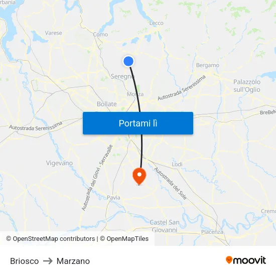 Briosco to Marzano map