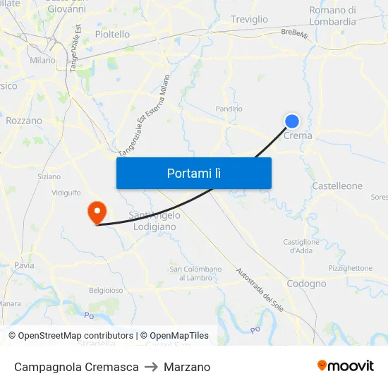 Campagnola Cremasca to Marzano map