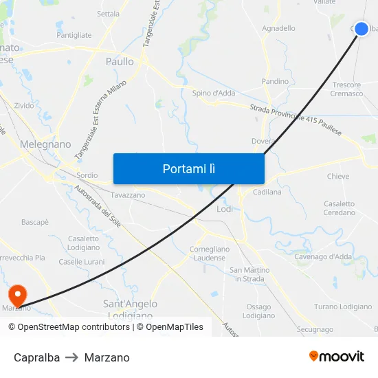Capralba to Marzano map