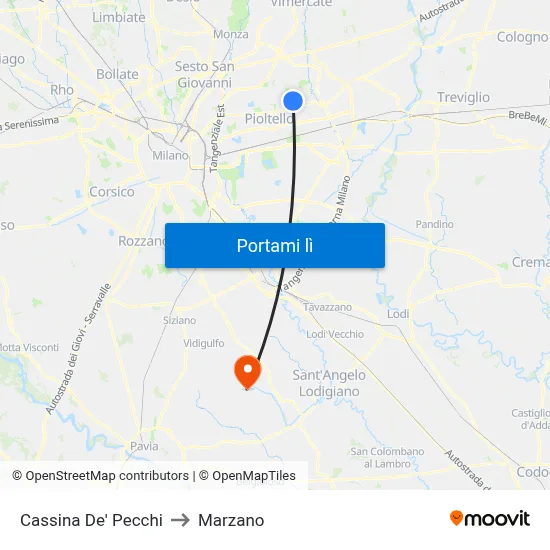 Cassina De' Pecchi to Marzano map