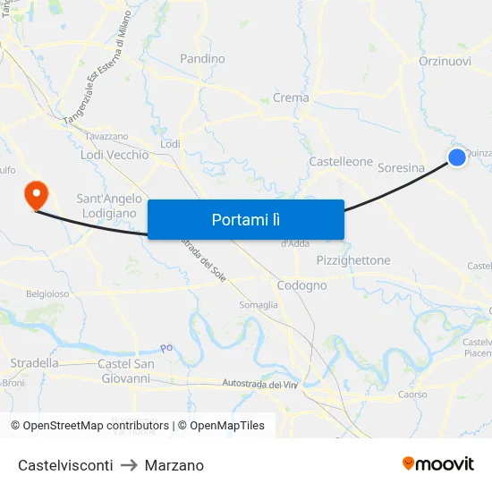 Castelvisconti to Marzano map