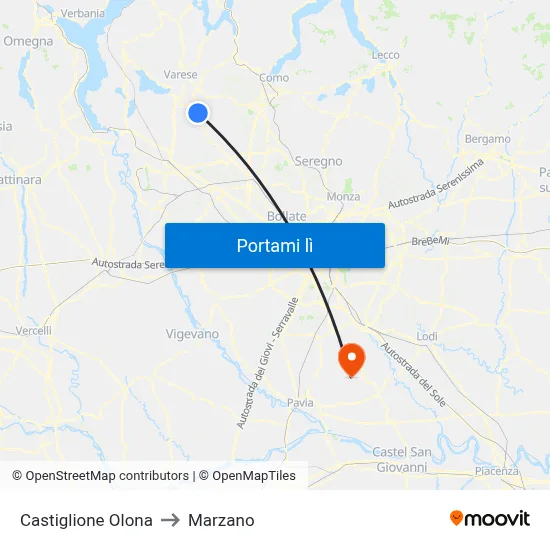 Castiglione Olona to Marzano map