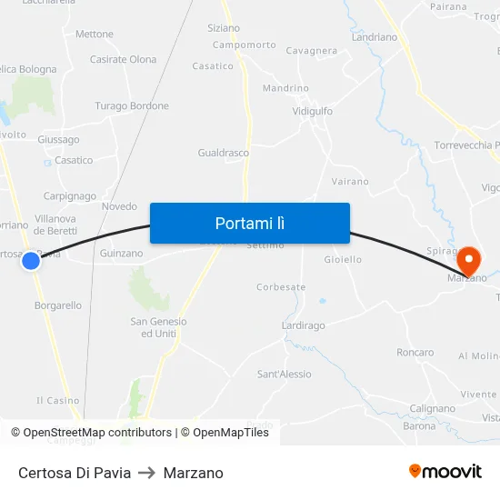 Certosa Di Pavia to Marzano map