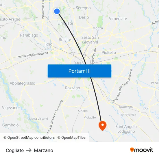 Cogliate to Marzano map