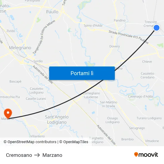 Cremosano to Marzano map