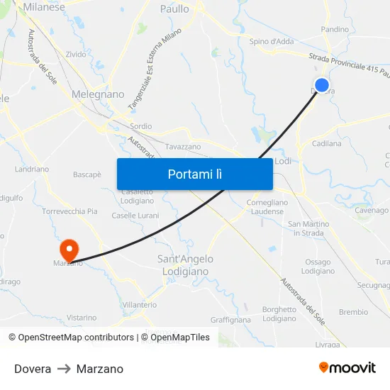 Dovera to Marzano map