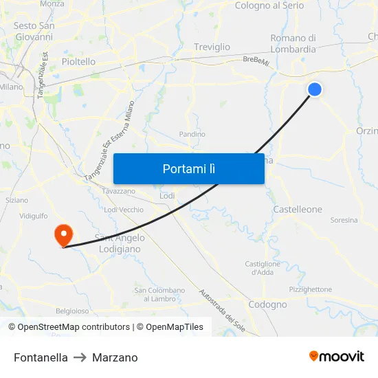 Fontanella to Marzano map