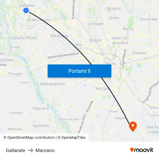 Gallarate to Marzano map