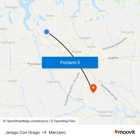 Jerago Con Orago to Marzano map