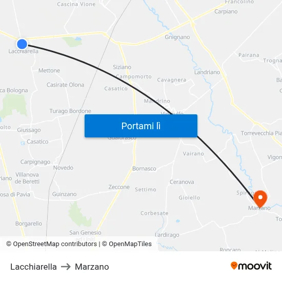 Lacchiarella to Marzano map