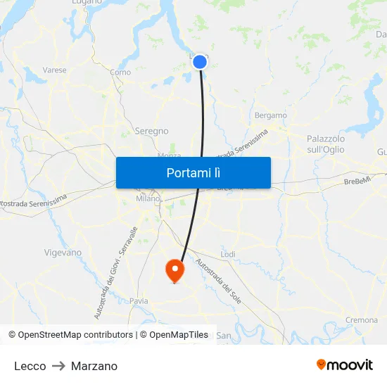 Lecco to Marzano map