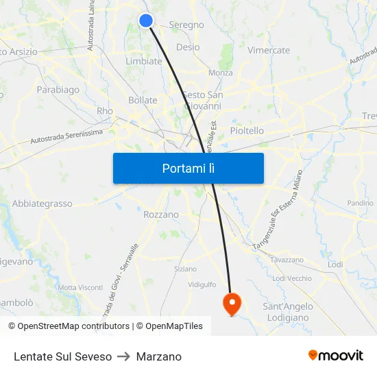 Lentate Sul Seveso to Marzano map